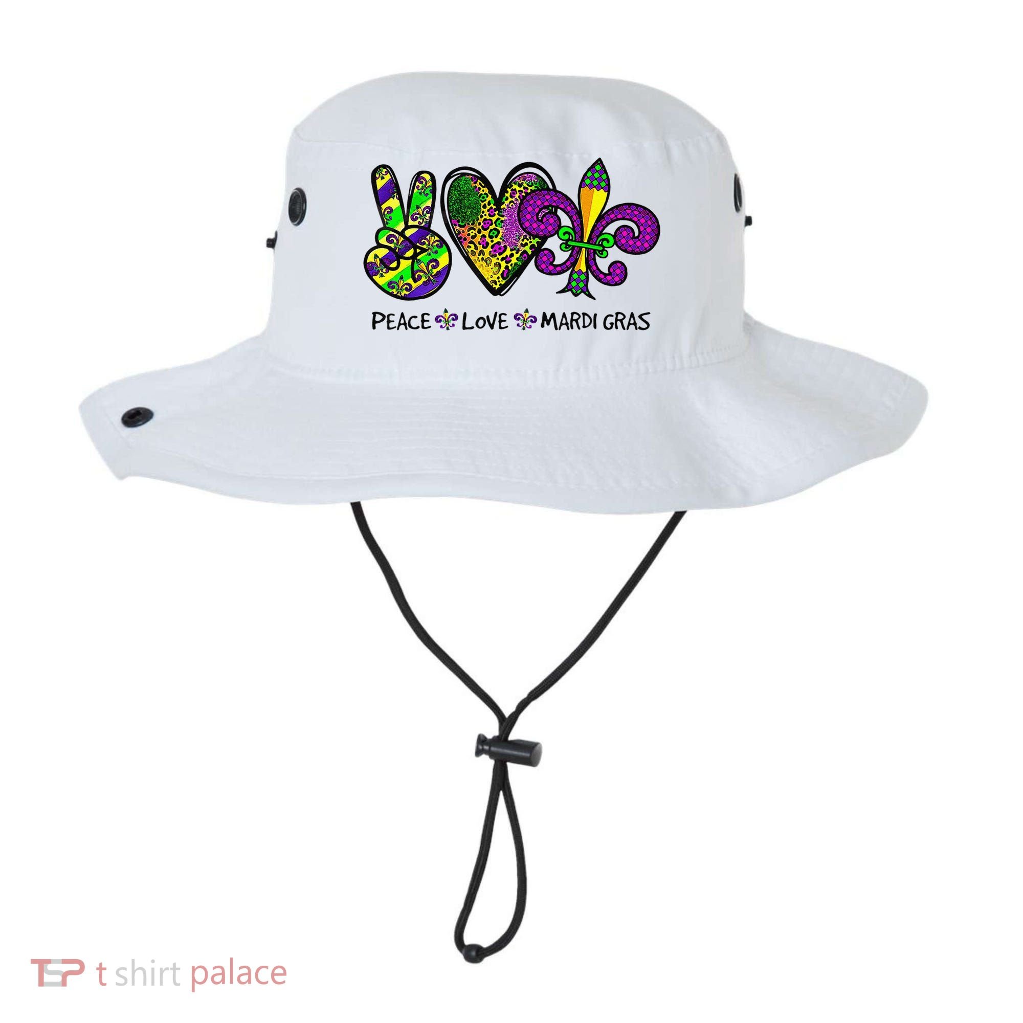 Peace Love Mardi Gras Carnival Funny Holiday Bucket Hat