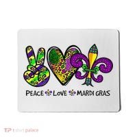 Peace Love Mardi Gras Carnival Funny Holiday Mousepad thumb 0