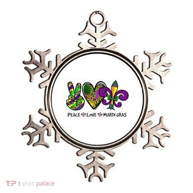 Peace Love Mardi Gras Carnival Funny Holiday Ornament