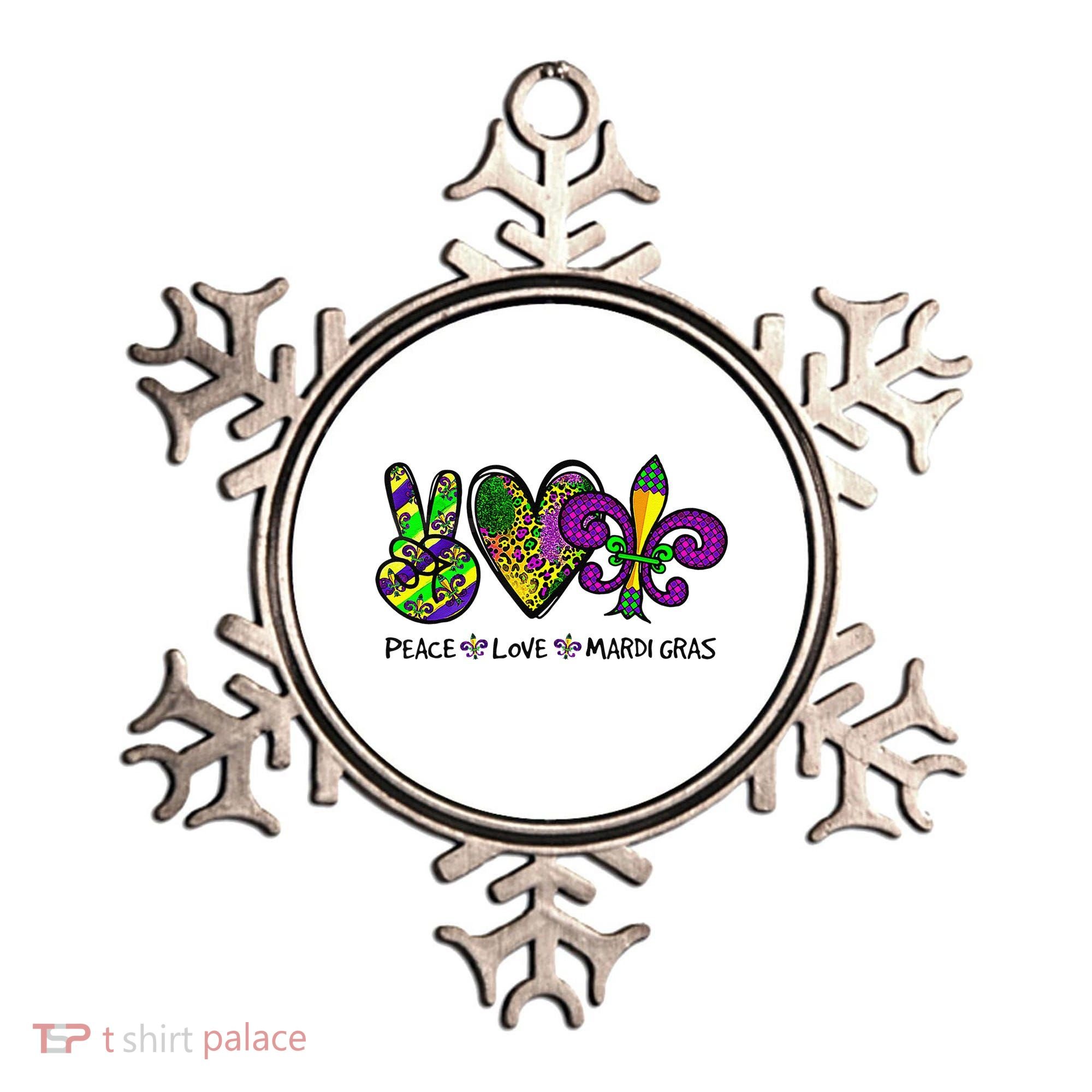 Peace Love Mardi Gras Carnival Funny Holiday Ornament