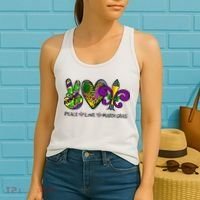 Peace Love Mardi Gras Carnival Funny Holiday Women's Tank Top thumb 2