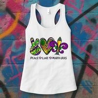 Peace Love Mardi Gras Carnival Funny Holiday Women's Tank Top thumb 3