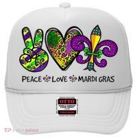 Peace Love Mardi Gras Carnival Funny Holiday Hat thumb 0