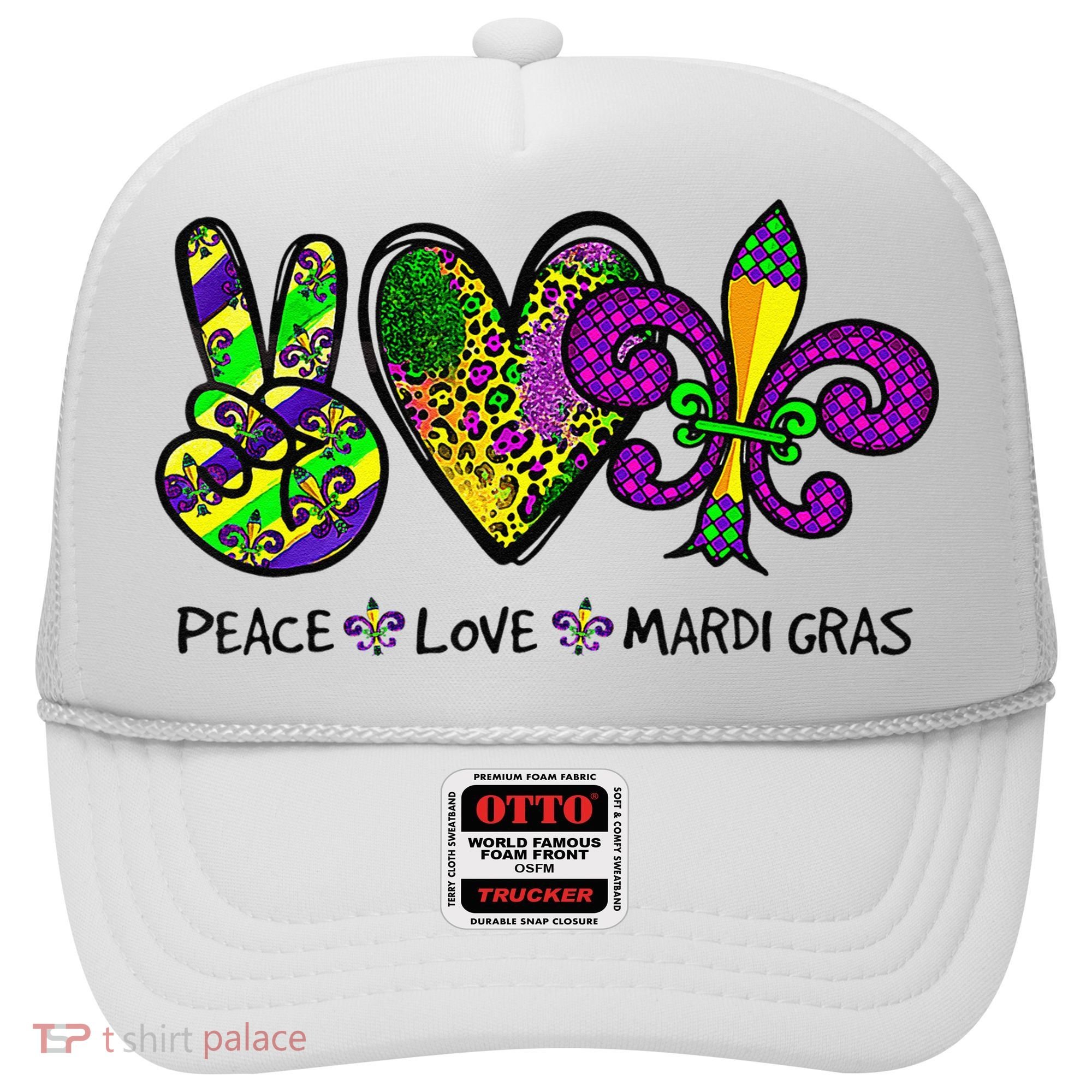 Peace Love Mardi Gras Carnival Funny Holiday Hat