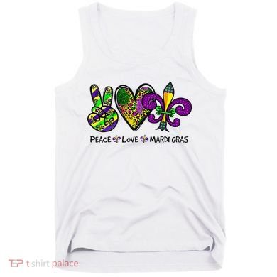Peace Love Mardi Gras Carnival Funny Holiday Tank Top