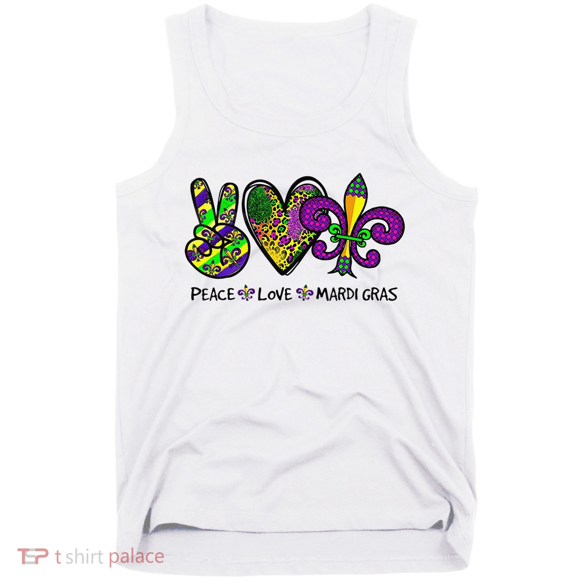 Peace Love Mardi Gras Carnival Funny Holiday Tank Top