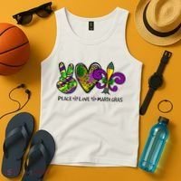Peace Love Mardi Gras Carnival Funny Holiday Tank Top thumb 4
