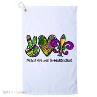 Peace Love Mardi Gras Carnival Funny Holiday Golf Towel thumb 0