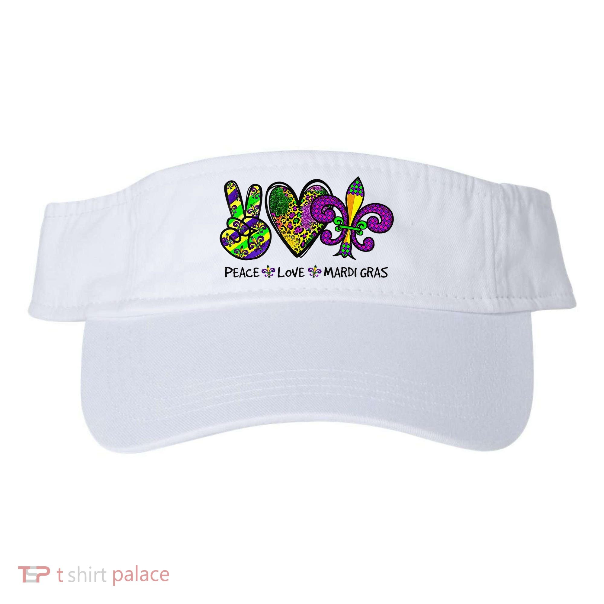 Peace Love Mardi Gras Carnival Funny Holiday Visor
