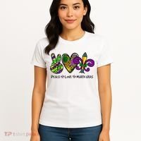 Peace Love Mardi Gras Carnival Funny Holiday Women's T-Shirt thumb 4