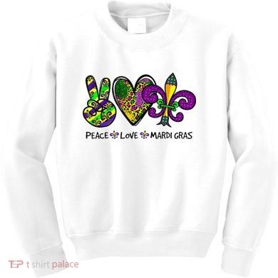 Peace Love Mardi Gras Carnival Funny Holiday Kids Sweatshirt