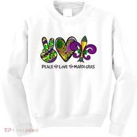 Peace Love Mardi Gras Carnival Funny Holiday Kids Sweatshirt thumb 0