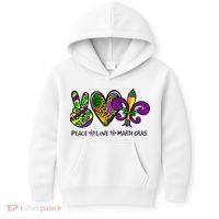 Peace Love Mardi Gras Carnival Funny Holiday Kids Hoodie thumb 0