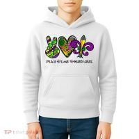 Peace Love Mardi Gras Carnival Funny Holiday Kids Hoodie thumb 4
