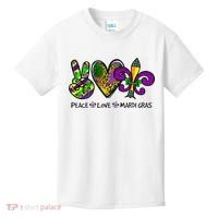 Peace Love Mardi Gras Carnival Funny Holiday Kids T-Shirt thumb 0
