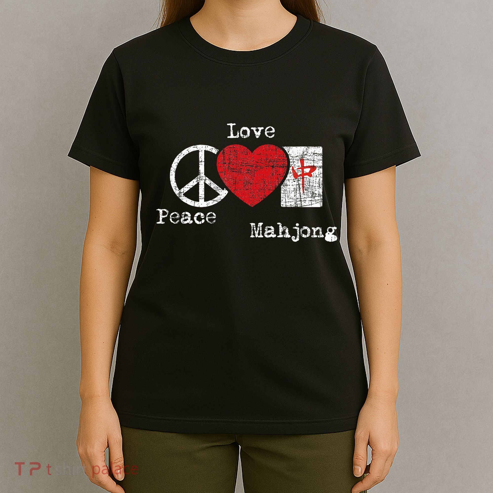 Peace Love Mahjong Gambling Casino Player Chinese Game T-Shirt