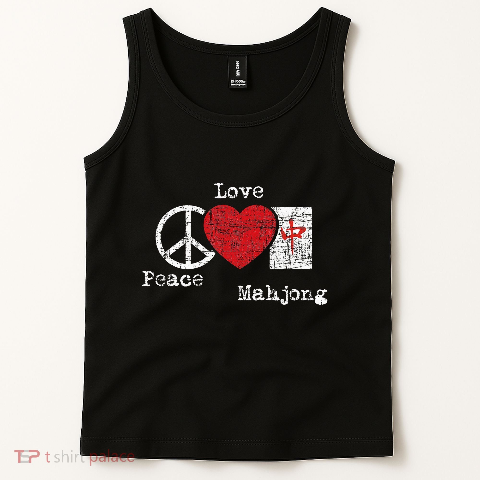 Peace Love Mahjong Gambling Casino Player Chinese Game Tank Top