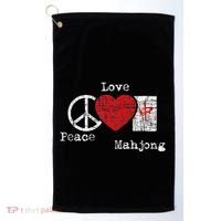 Peace Love Mahjong Gambling Casino Player Chinese Game Golf Towel thumb 0