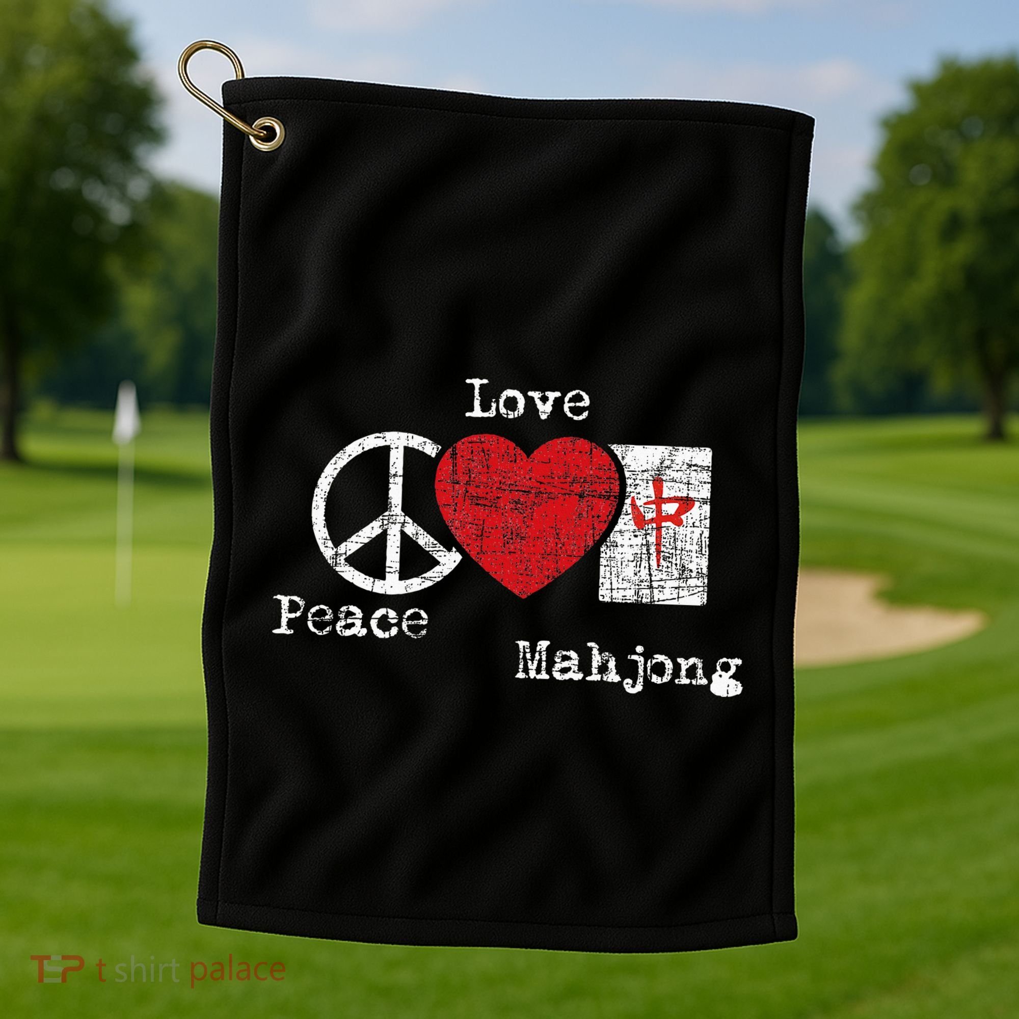 Peace Love Mahjong Gambling Casino Player Chinese Game Golf Towel