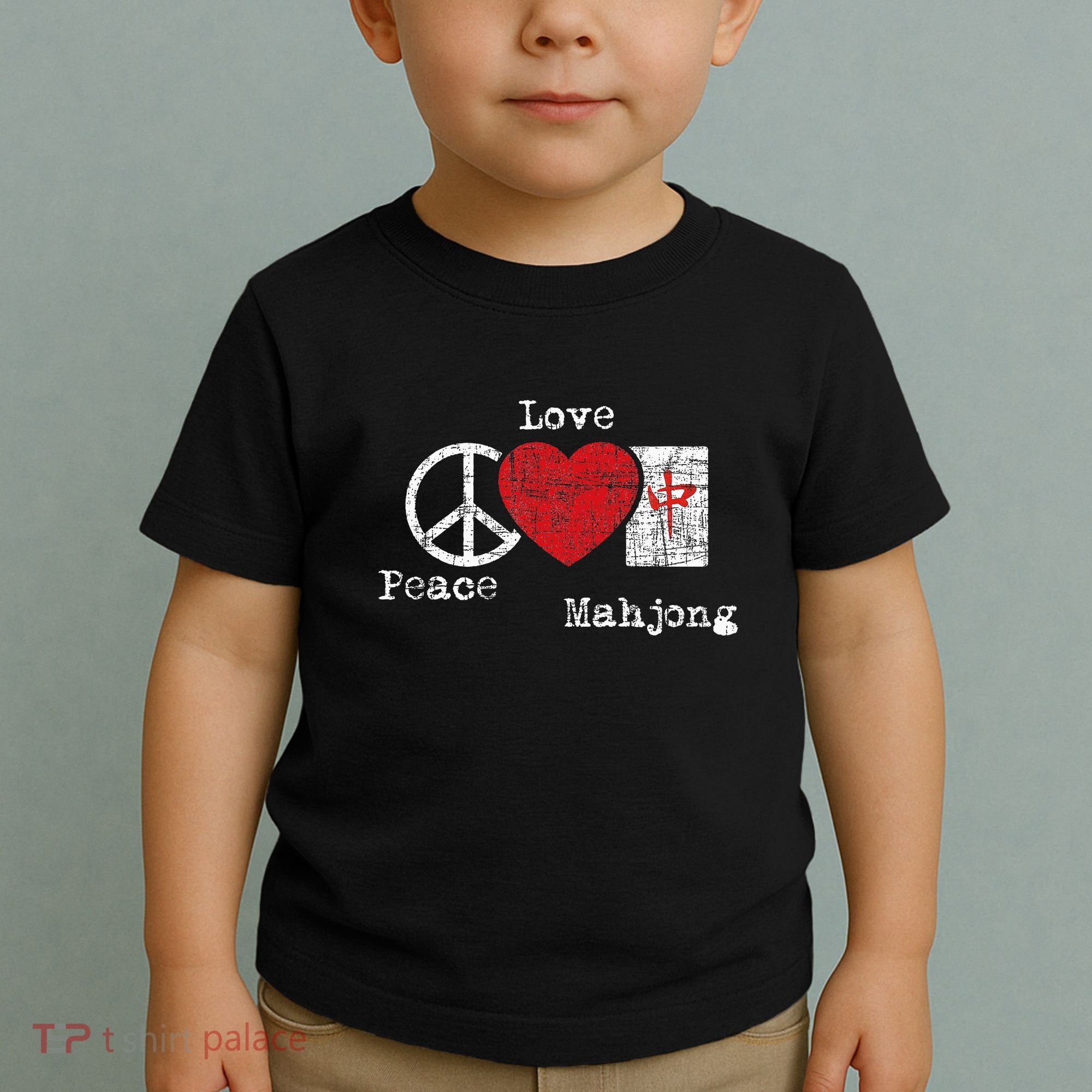 Peace Love Mahjong Gambling Casino Player Chinese Game Toddler T-Shirt