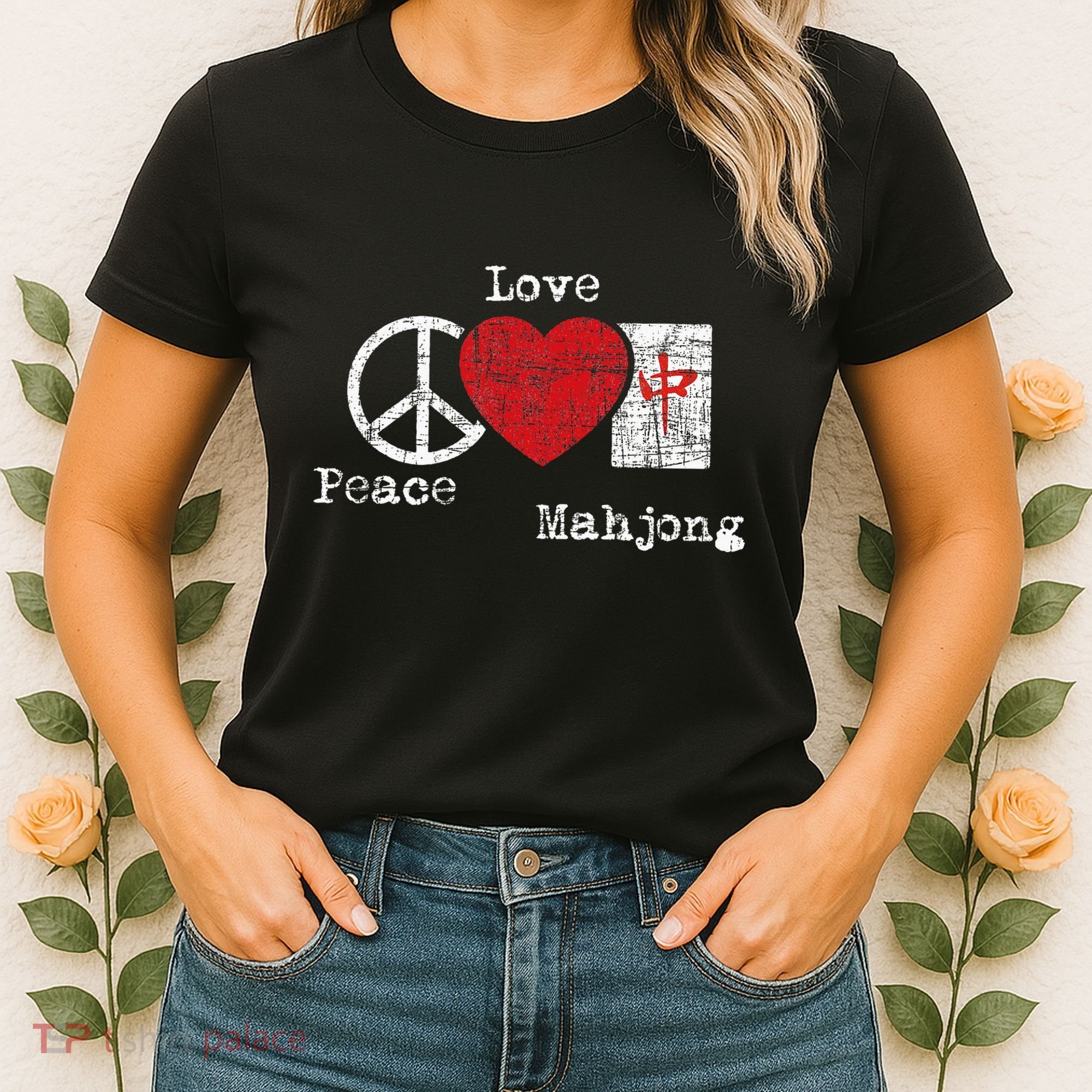 Peace Love Mahjong Gambling Casino Player Chinese Game Women's T-Shirt