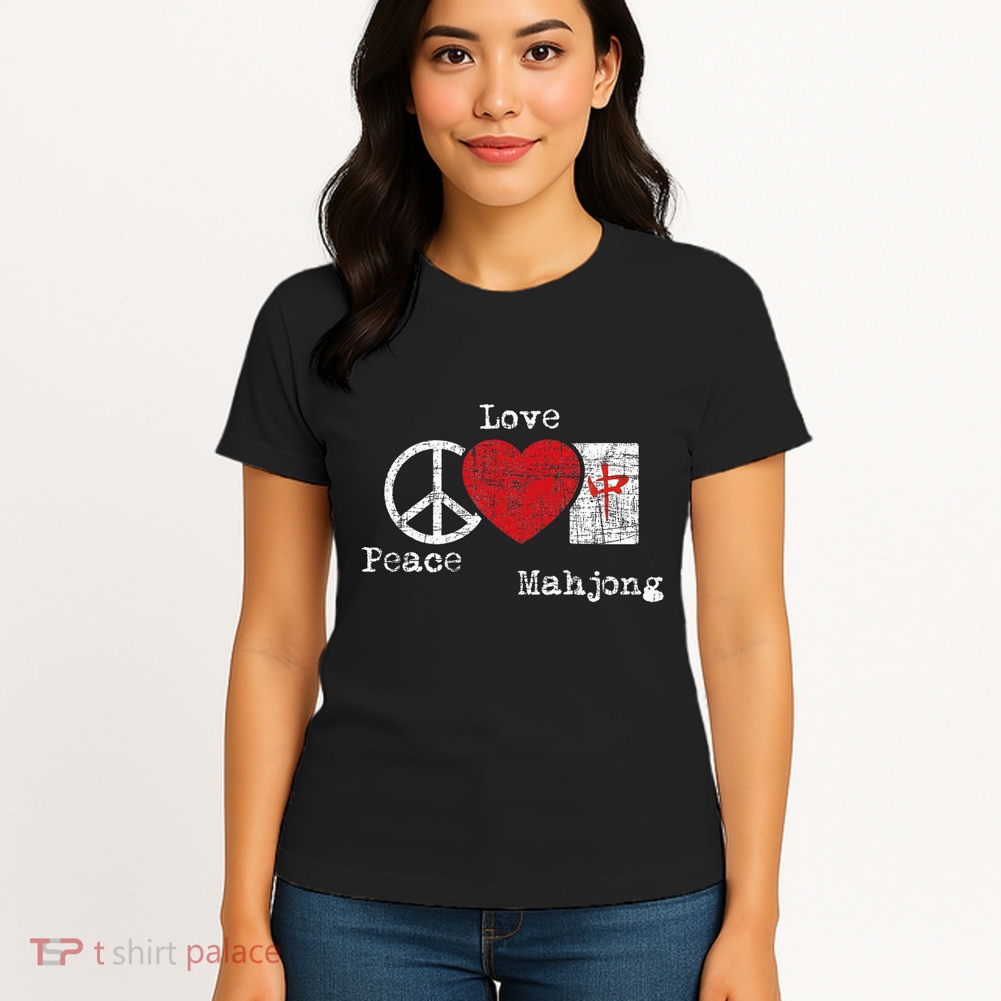 Peace Love Mahjong Gambling Casino Player Chinese Game Women's T-Shirt