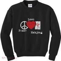 Peace Love Mahjong Gambling Casino Player Chinese Game Kids Sweatshirt thumb 0