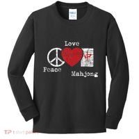 Peace Love Mahjong Gambling Casino Player Chinese Game Kids Long Sleeve Shirt thumb 0