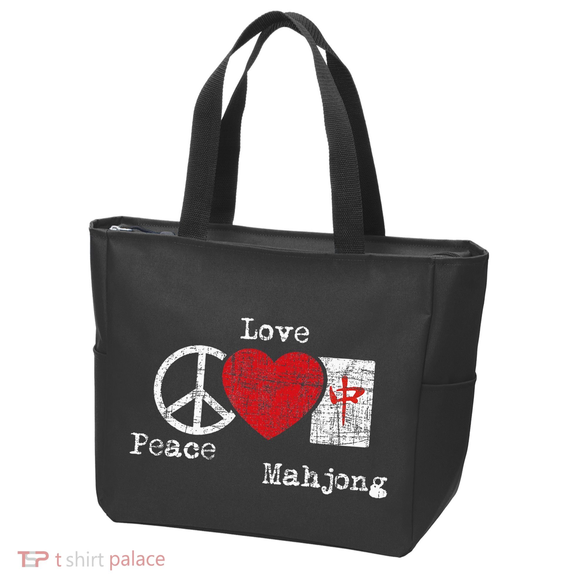 Peace Love Mahjong Gambling Casino Player Chinese Game Tote Bag
