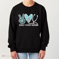 Peace Love Nursing Phonendoscope Heart Funny Nurse Medical Great Gift Women's Sweatshirt thumb 0