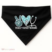 Peace Love Nursing Phonendoscope Heart Funny Nurse Medical Great Gift USA-Made Doggie Bandana thumb 0