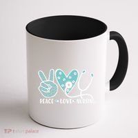 Peace Love Nursing Phonendoscope Heart Funny Nurse Medical Great Gift Coffee Mug thumb 1