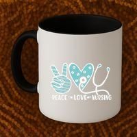 Peace Love Nursing Phonendoscope Heart Funny Nurse Medical Great Gift Coffee Mug thumb 2