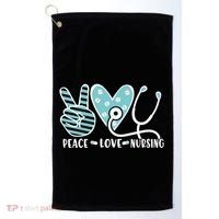 Peace Love Nursing Phonendoscope Heart Funny Nurse Medical Great Gift Golf Towel thumb 0