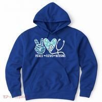 Peace Love Nursing Phonendoscope Heart Funny Nurse Medical Great Gift Hoodie thumb 0