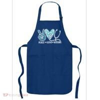 Peace Love Nursing Phonendoscope Heart Funny Nurse Medical Great Gift Apron thumb 0