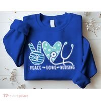Peace Love Nursing Phonendoscope Heart Funny Nurse Medical Great Gift Sweatshirt thumb 2