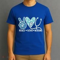 Peace Love Nursing Phonendoscope Heart Funny Nurse Medical Great Gift T-Shirt thumb 3