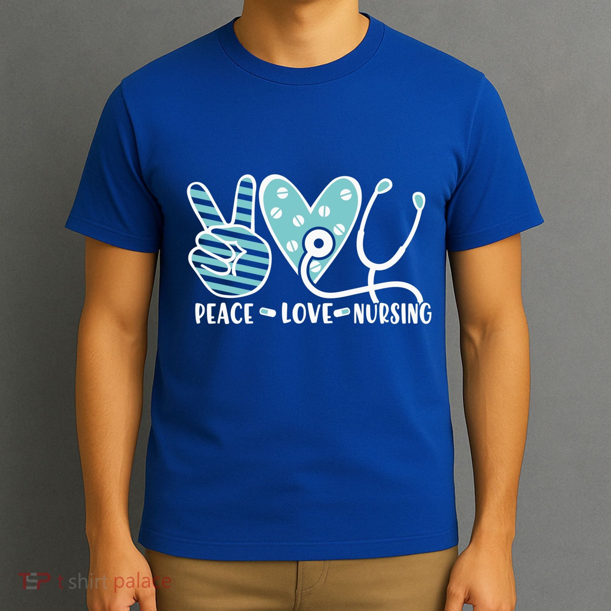Peace Love Nursing Phonendoscope Heart Funny Nurse Medical Great Gift T-Shirt