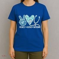 Peace Love Nursing Phonendoscope Heart Funny Nurse Medical Great Gift T-Shirt thumb 4