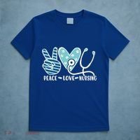 Peace Love Nursing Phonendoscope Heart Funny Nurse Medical Great Gift T-Shirt thumb 5