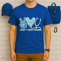 Peace Love Nursing Phonendoscope Heart Funny Nurse Medical Great Gift T-Shirt thumb 6