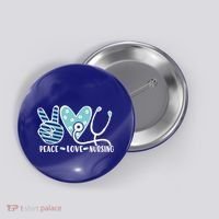 Peace Love Nursing Phonendoscope Heart Funny Nurse Medical Great Gift Button thumb 0