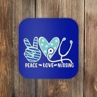 Peace Love Nursing Phonendoscope Heart Funny Nurse Medical Great Gift Coaster thumb 0