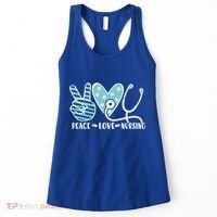 Peace Love Nursing Phonendoscope Heart Funny Nurse Medical Great Gift Women's Tank Top thumb 0