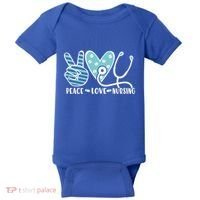 Peace Love Nursing Phonendoscope Heart Funny Nurse Medical Great Gift Baby Bodysuit thumb 0