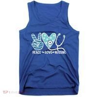 Peace Love Nursing Phonendoscope Heart Funny Nurse Medical Great Gift Tank Top thumb 0