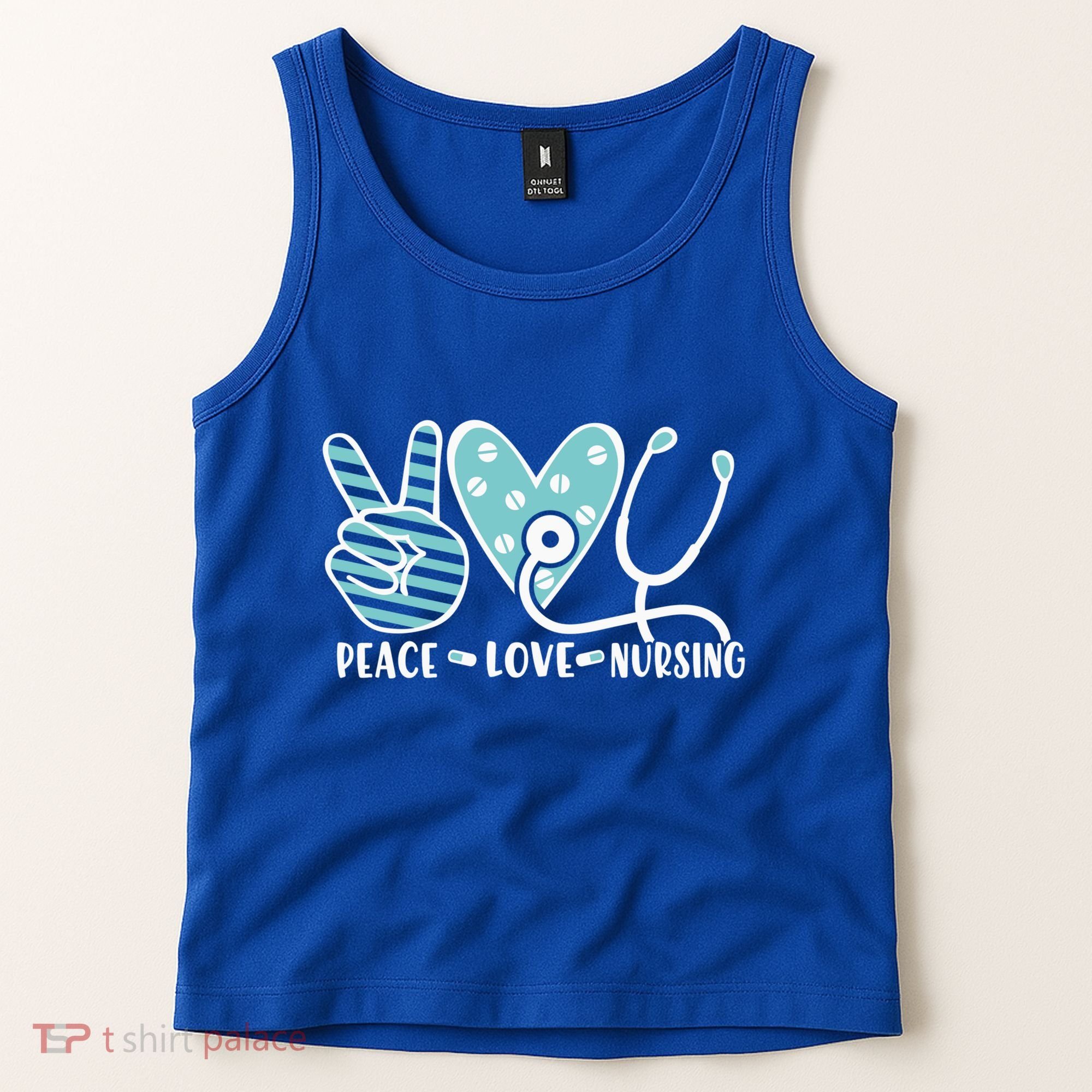 Peace Love Nursing Phonendoscope Heart Funny Nurse Medical Great Gift Tank Top