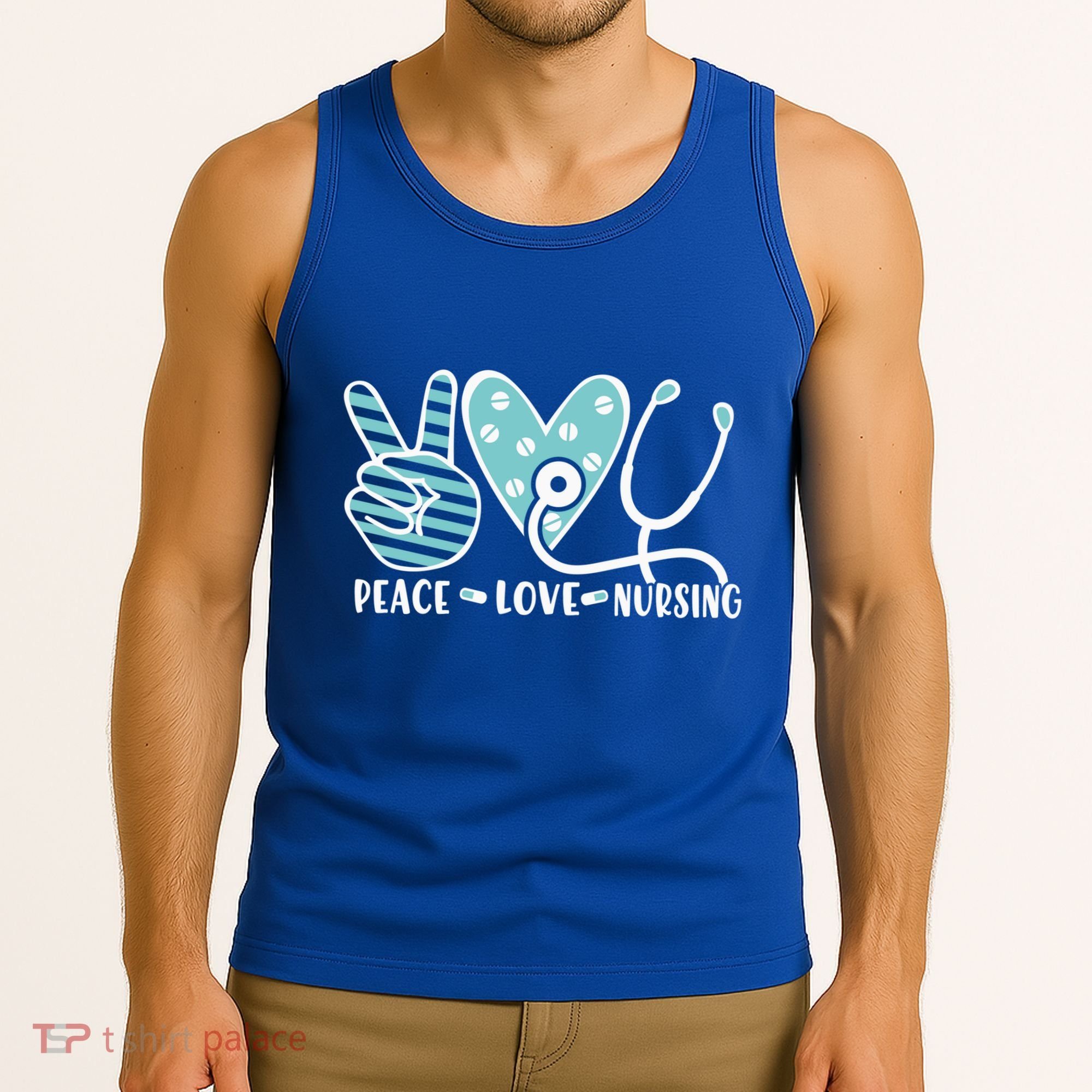 Peace Love Nursing Phonendoscope Heart Funny Nurse Medical Great Gift Tank Top