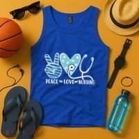 Peace Love Nursing Phonendoscope Heart Funny Nurse Medical Great Gift Tank Top thumb 4